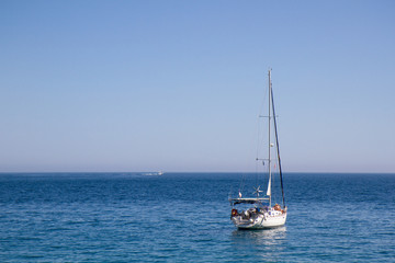 Fototapeta premium La Herradura, Malaga / Spain - August 07 2108 : Landscape View of yachting boat in Mediterranean Sea