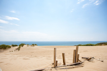 Fototapeta na wymiar Landscape View of Tarifa - Cadiz - Sand Dunes at Punta Paloma Beach