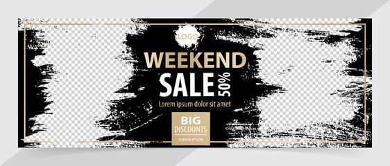 Trendy editable template banner for social networks posts, vector illustration.