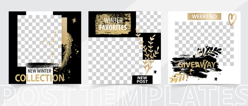 Trendy editable square template for social networks posts, vector illustration.