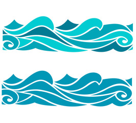 Naklejka premium Blue waves sea ocean vector illustration abstract pattern background colorful wallpaper water set