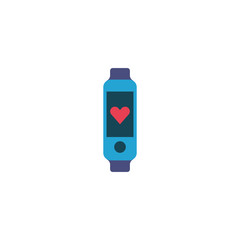 Isolated heart pulse and smartwatch flat design
