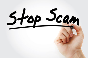Stop Scam text with marker