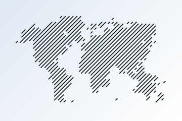World striped map in a black strip on a silver background