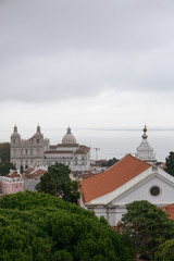 Cityscape of Lisbon with water, vertical