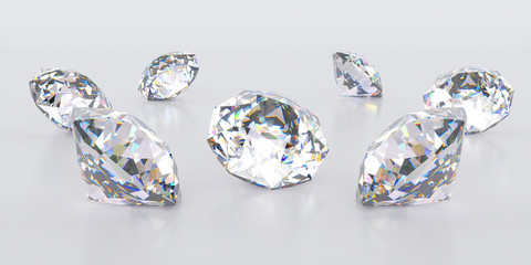 seven diamonds lying in a small pile