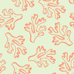 hand drawn seamless pattern whith coral reef