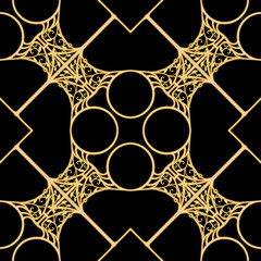 Decorative motif, frames, borders. Seamless pattern, background. Colored vector illustration. In art nouveau style, vintage, old, retro style. In vintage beige colors. Isolated on black background..