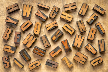 random wood type letters background