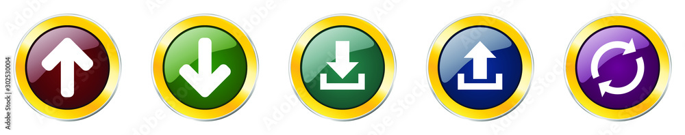 Leinwandbilder Set of colorful web glossy vector icons,  arrow, refresh, reload and direction buttons in eps 10 for webdesign and mobile applications on white background