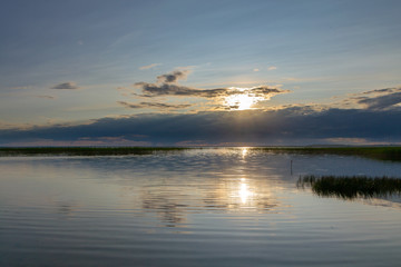 Fototapeta na wymiar Sunset over the lake Naroch in Belarus