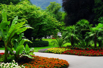 Fototapeta na wymiar Royal spa garden in resort town Bad Reichenhall Berchtesgadener Land Germany