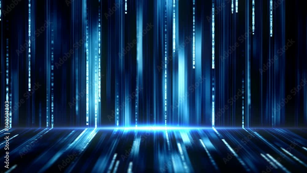 Poster abstract background of virtual space with binary code animation. matrix style futuristic concept. cr