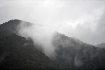 A mountain in the fog in Beppo-Japan.