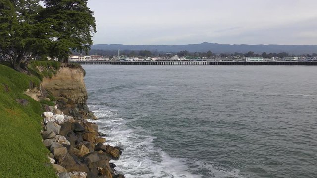 Santa Cruz bay on a quet, overcast day.
