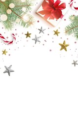 Fototapeta na wymiar Christmas Gift Box with Red Bow. Christmas background