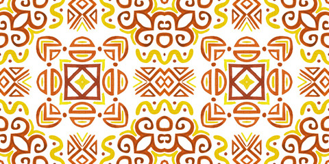 Embroidery in the traditions of Peru, Aztecs and Maya. Geometric folk ornament fabric.  Colorful seamless pattern in Spanish, Mexican, African,  American Indian rug. Tribal embroidery. Old carpet.