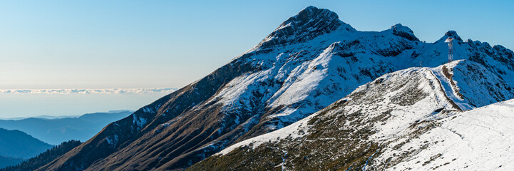 Snow covered beautiful mountain peaks