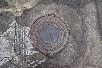 hatch, sewer, metal, cover, shell, texture, old, water, iron, street, round, drain, city,