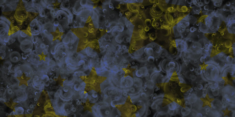 New year, christmas blue grunge background with golden stars