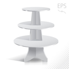 White Empty Displays With Shelves Products.Display on Isolated white background. Mock-up template ready for design. Product Packing Vector