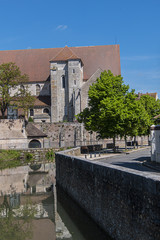 View of Chartres Church of Saint Andrew (La Collegiale Saint-Andre, XII century) - old collegiate...