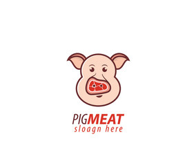 Pork pig meat design logo