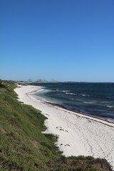 View from Cottesloe beach to Port Beach Fremantle in Perth Western Australia