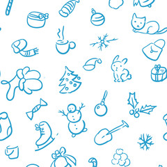 Winter new year lineal background. Seamless pattern for winter and christmas theme. Vector illustration.