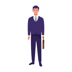businessman holding a briefcase standing icon