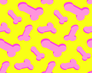Fototapeta na wymiar funny picture penis. seamless pattern. yellow background. vector illustration
