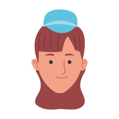 cartoon woman face icon