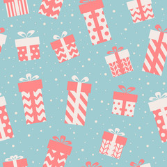 Seamless pattern from gift boxes. Christmas wrapping design