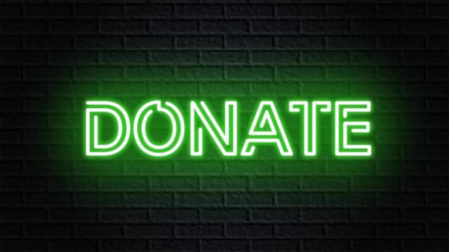 green neon video animation donate