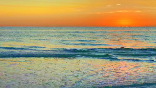 Beautiful Sunset Dancing Ocean Beach Waves