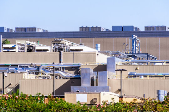 Exterior View Of Data Center Building Located In Silicon Valley, South San Francisco Bay Area, California