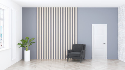 Modern bright interior . 3D rendering