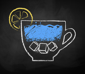 Chalk drawn sketch of cup of iced water