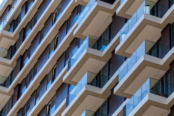 Modern high rise apartment buildings