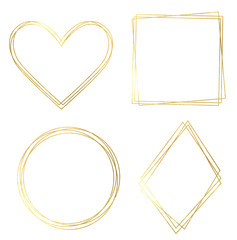 Gold collection of geometrical polyhedron, art deco style for wedding invitation, luxury templates, decorative patterns, Modern abstract elements, illustration, isolated on backgrounds.