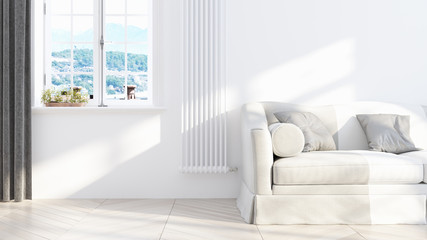 Modern bright interior . 3D rendering