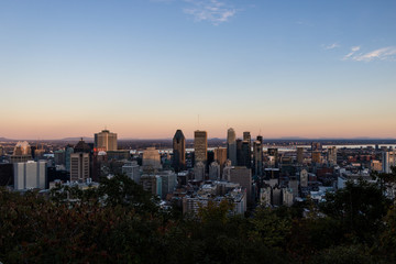 Sunset over Montreal seen from the Mount-Royal.