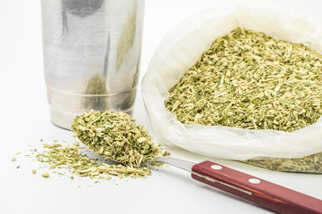 Terere drink. Cold beverage typical from the midwest of brazil. Infusion of mate herb, Sul Mato...
