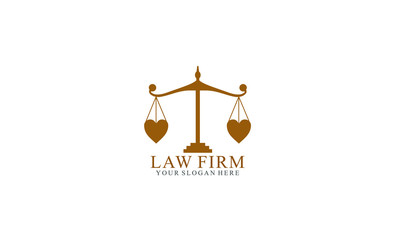 simple creative scales and heart logo icon vector design, luxurious Law firm line trend . Universal legal, Lawyer services,   sword column idea creative premium symbol, logo template.
