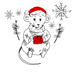  christmas mouse character with snowflakes
