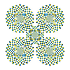 Psychedelic optical spin illusion vector background. Illusion of motion effect illustration.