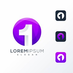 abstract colorful number icon logo ready to use