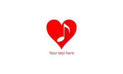 simple creative unique Love music logo template design, Vector illustration for Valentine's day and musical notes, hear with heart