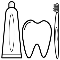 toothbrush with toothpaste and tooth