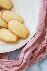 Plate of Madeleines on Marble Background